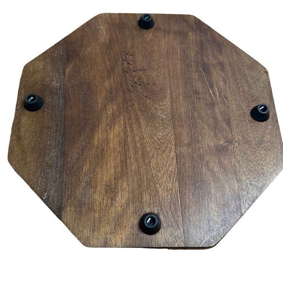 1981 HIMARK SALTERA Wood Cheese Board Cloche Yellow Brown Fronds ferns hot plate - Picture 5 of 7